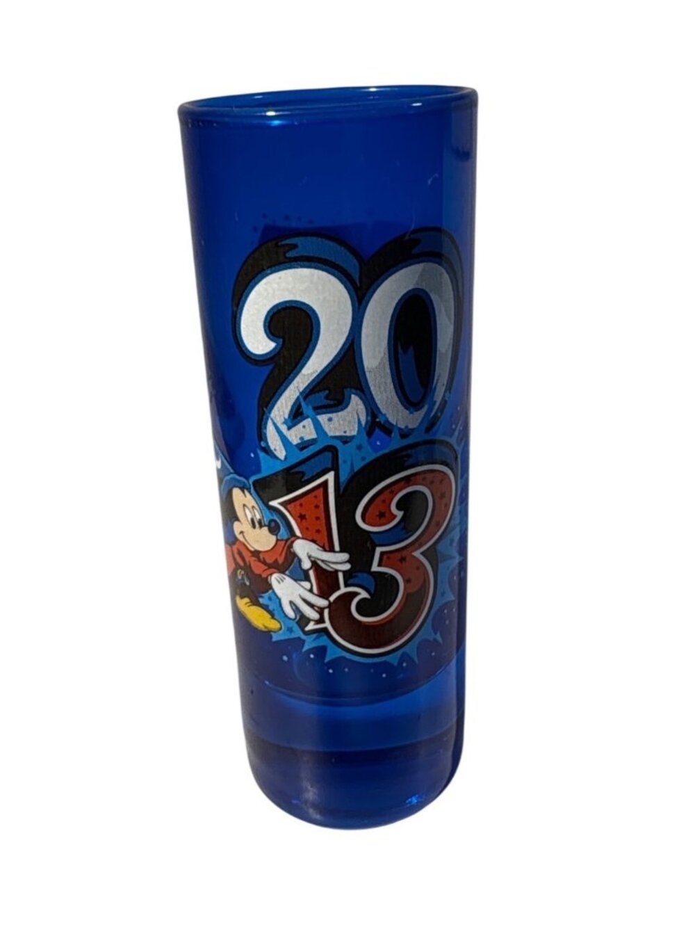 Disney Parks 2013 Sorcerer Mickey Blue Shot Glass Believe In Magic 4"